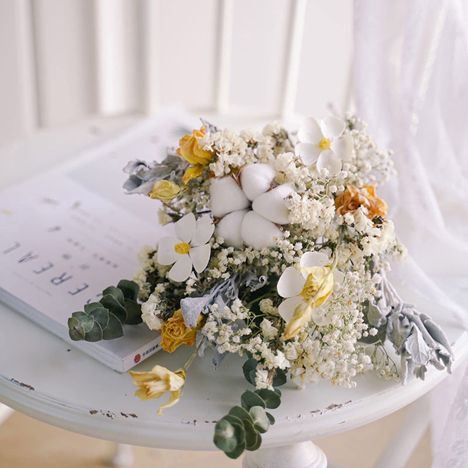 Amazon｜ドライフラワー 花束 ユーカリのバラの花の花束insの家に飾